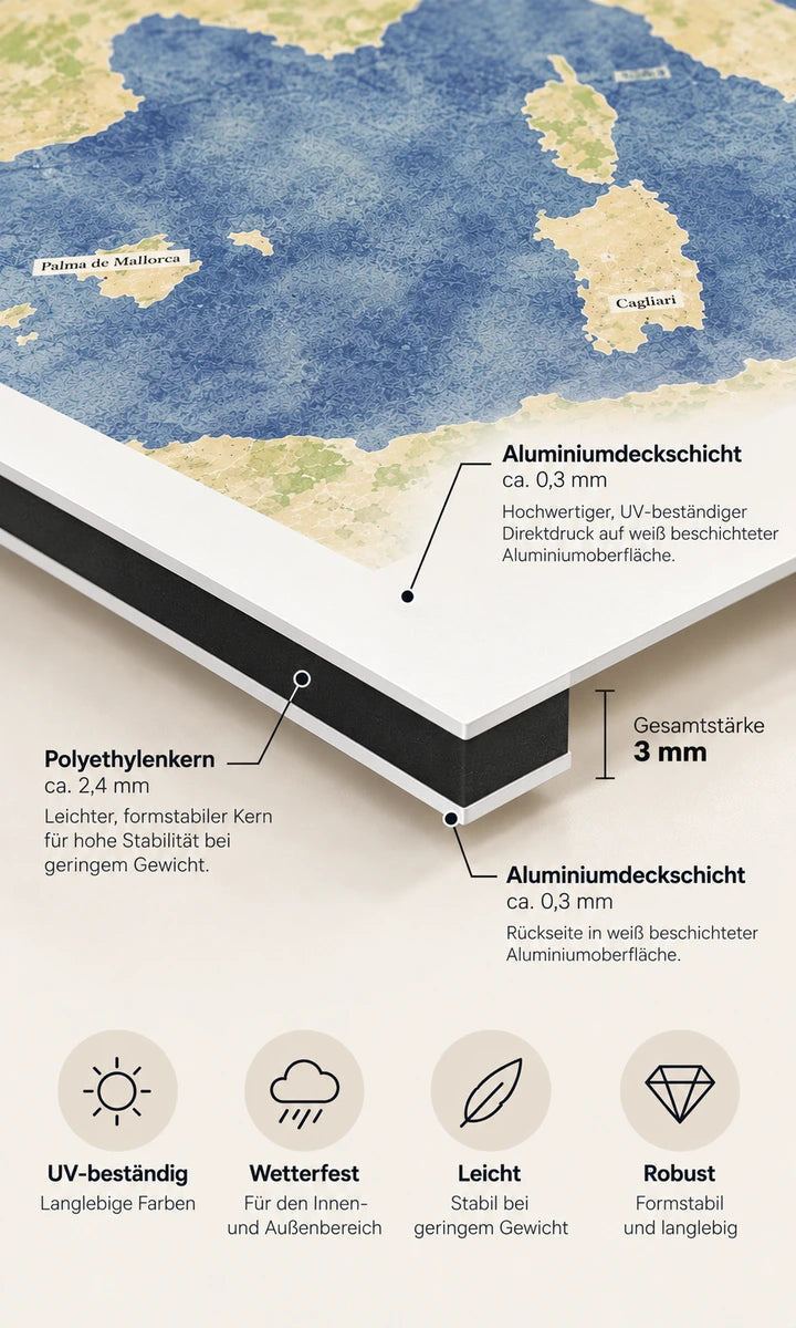 Foto-Kreuzfahrtkarte auf Alu-Verbundplatte