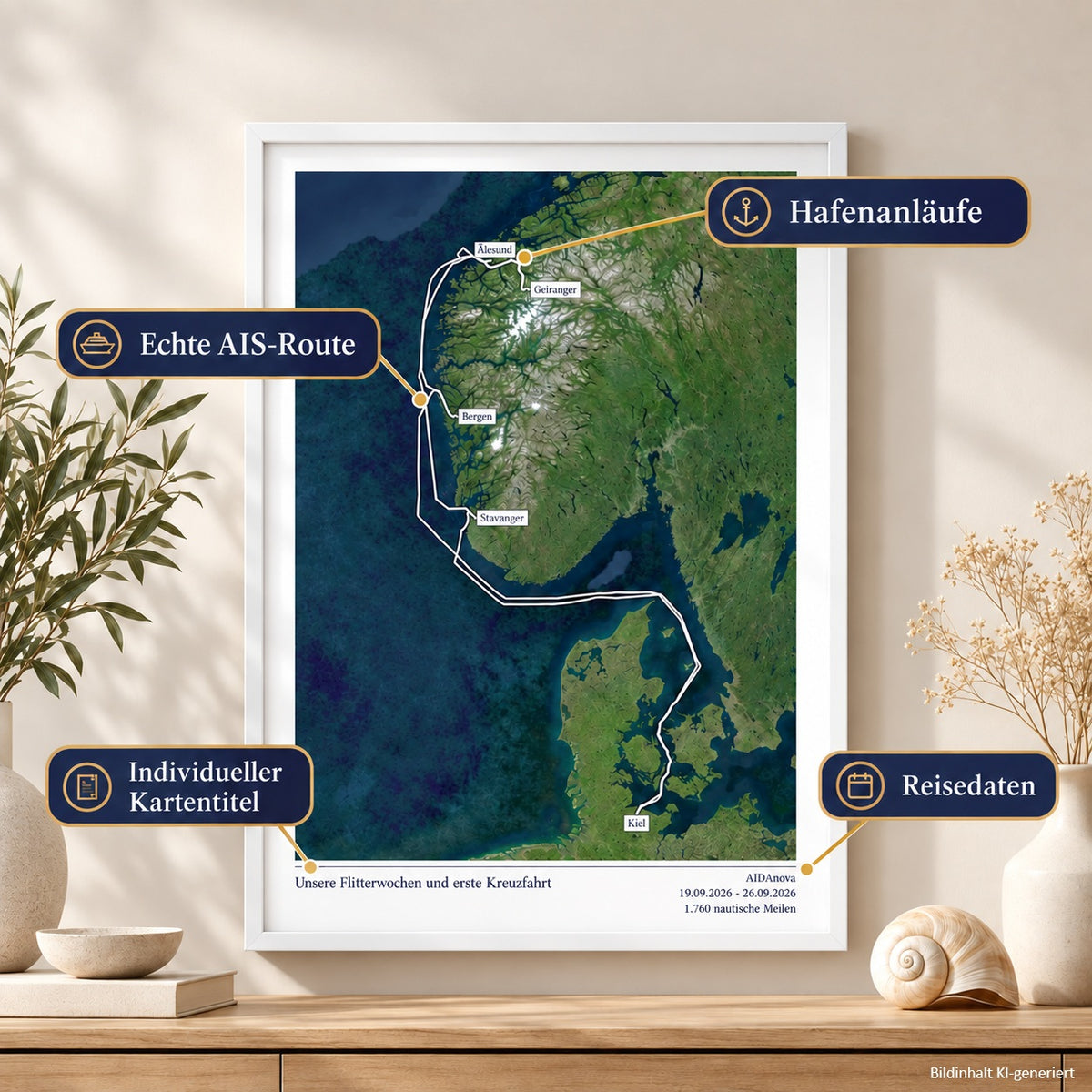 Cruise ship card as poster (unframed & framed)